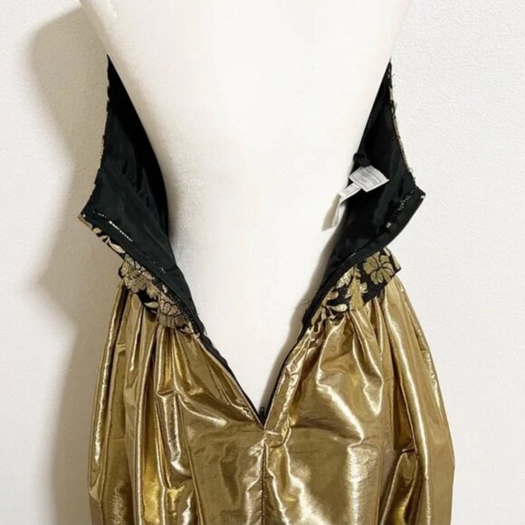 Vtg Jessica McClintock Gunne Sax Metallic Foil Dress - Picture 4 of 10